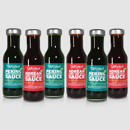 TAISHON PEKING AND KOREAN SAUCE CASE OF 6 (3 OF EACH SAUCE) (VEGAN)